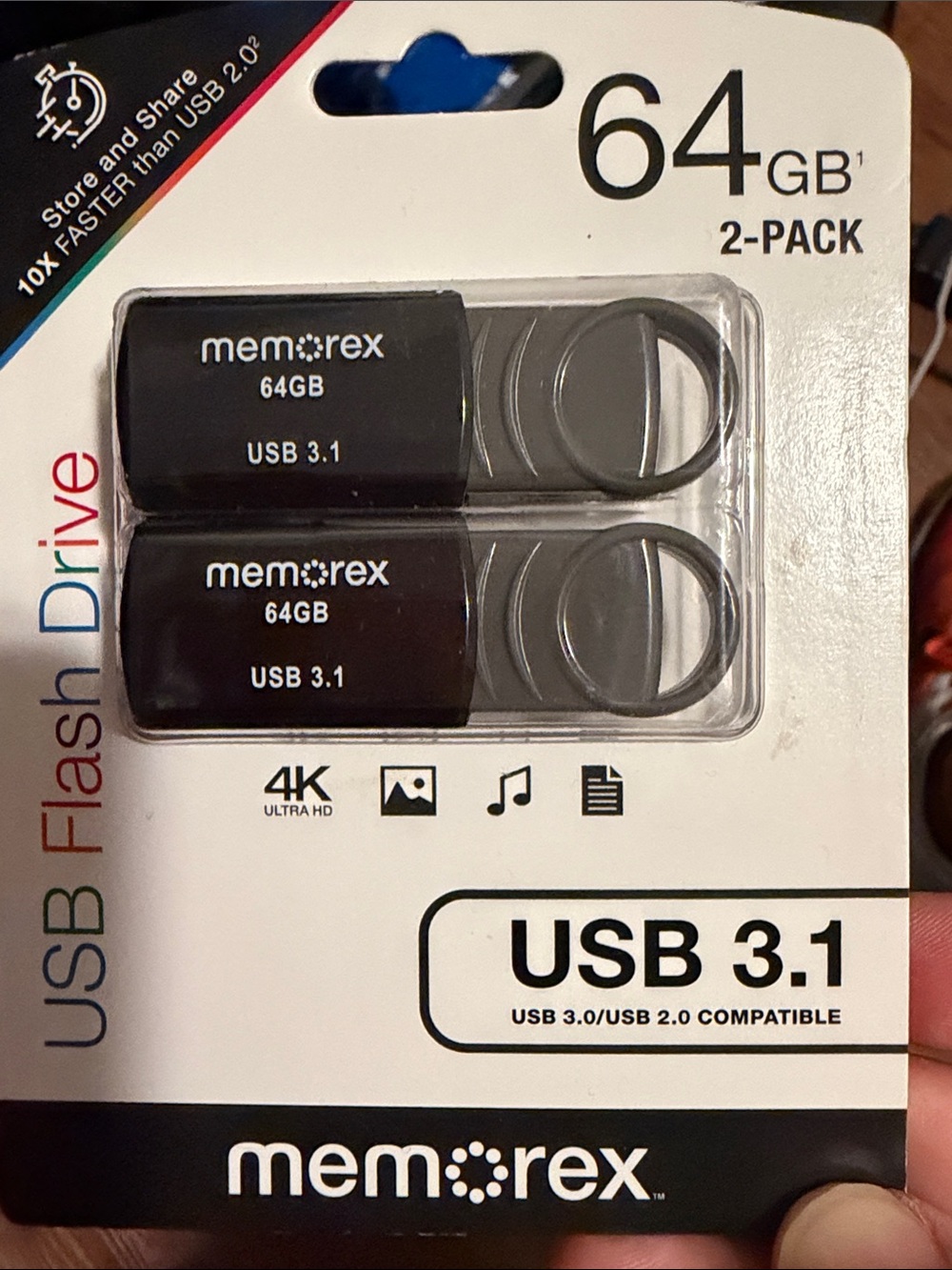 memorex 64GB USB 3.1 Flash Drive 2-Pack - Black